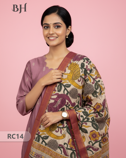 Chennuri Silk Dupatta with Raw Silk Purple Top | Elegant Traditional Women’s Wear