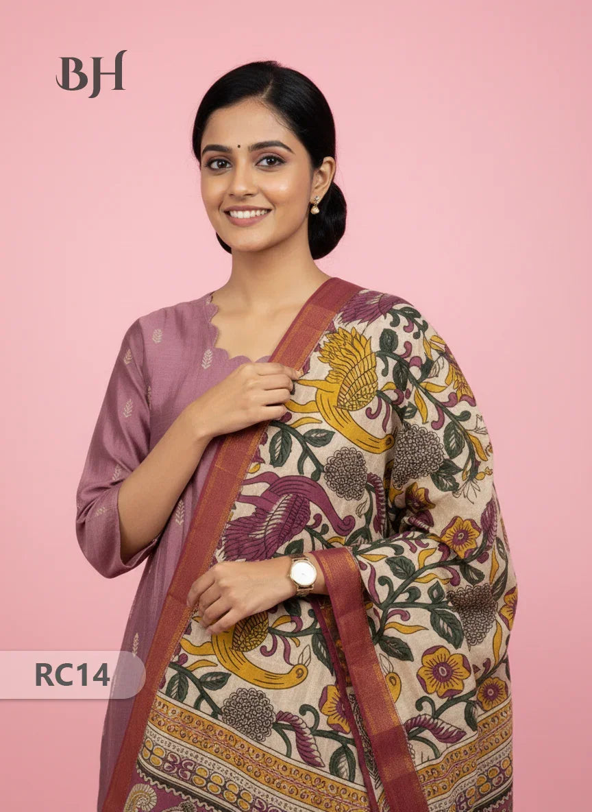 Chennuri Silk Dupatta with Raw Silk Purple Top | Elegant Traditional Women’s Wear
