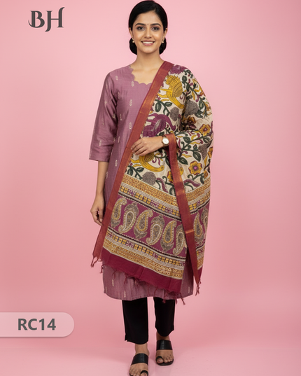 Chennuri Silk Dupatta with Raw Silk Purple Top | Elegant Traditional Women’s Wear