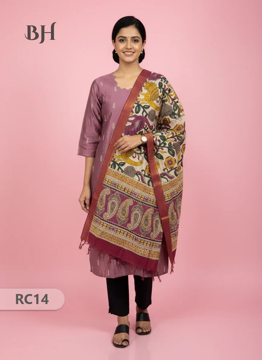 Chennuri Silk Dupatta with Raw Silk Purple Top | Elegant Traditional Women’s Wear