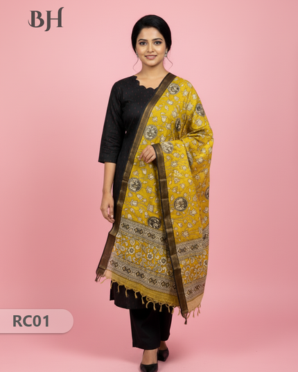 Chennuri Silk Dupatta with Raw Silk Black Top | Elegant Traditional Women’s Wear