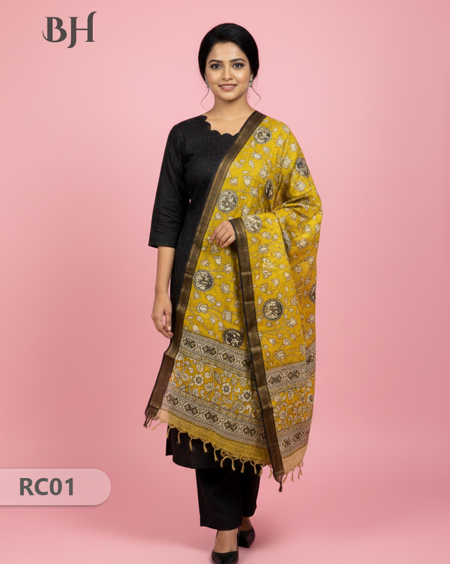 Chennuri Silk Dupatta with Raw Silk Black Top | Elegant Traditional Women’s Wear
