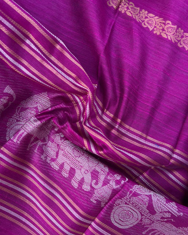 Premium Purple Raw Silk 3PC Unstitched Dress Material for Women