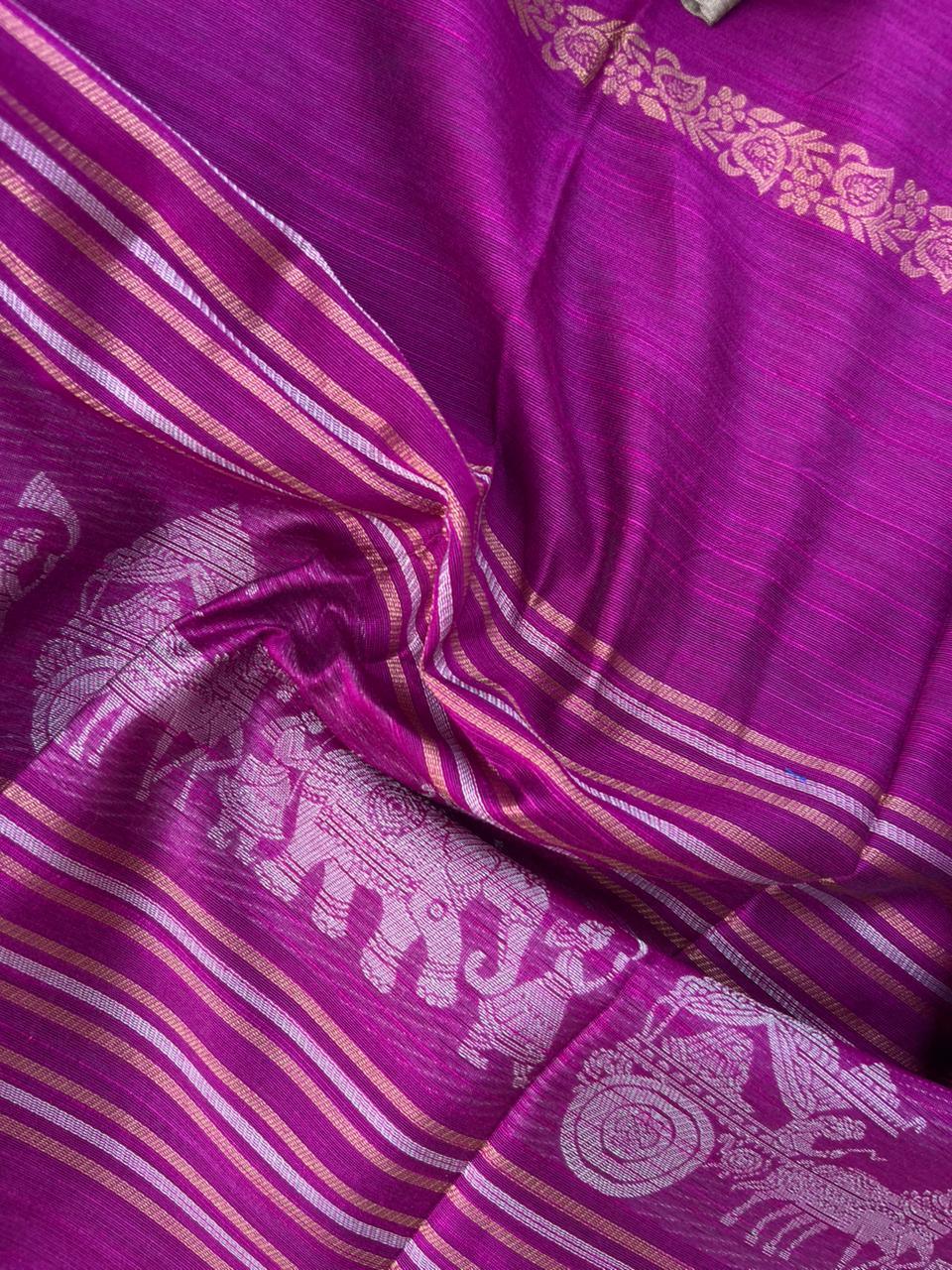 Premium Purple Raw Silk 3PC Unstitched Dress Material for Women