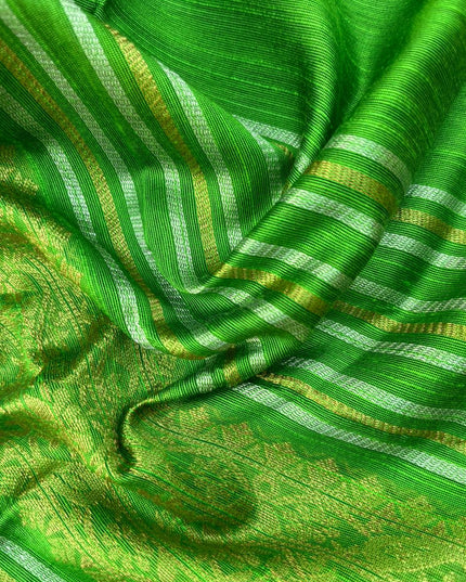 Premium Green Raw Silk 3PC Unstitched Dress Material for Women