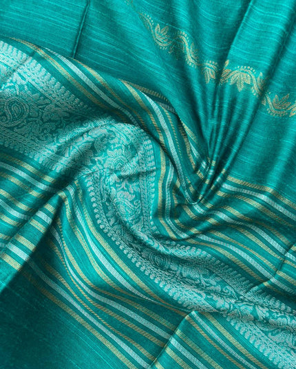Premium Sea Green Raw Silk 3PC Unstitched Dress Material for Women
