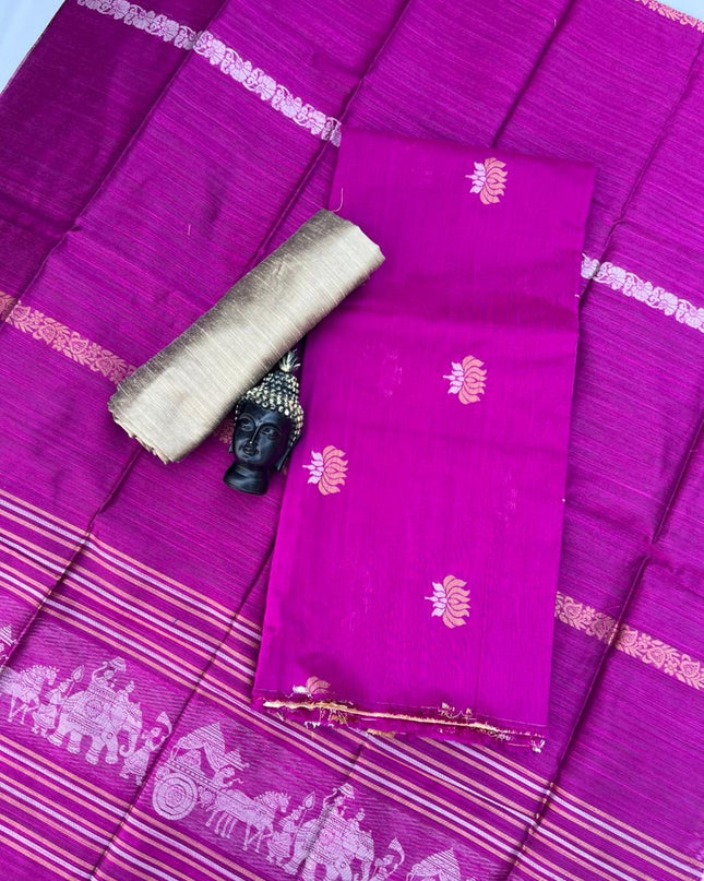 Premium Purple Raw Silk 3PC Unstitched Dress Material for Women