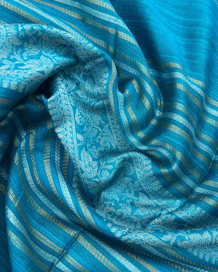 Premium Sky Blue Raw Silk 3PC Unstitched Dress Material for Women