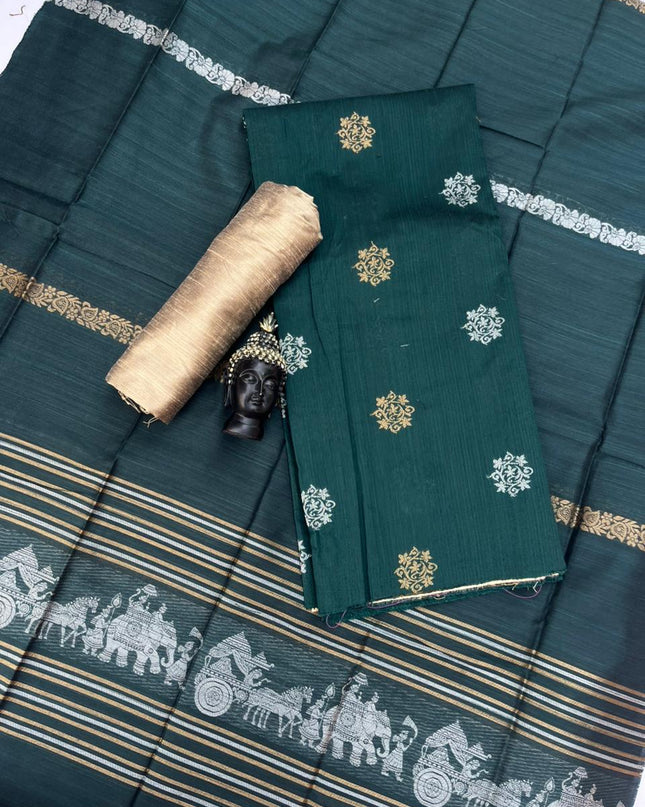 Premium Blue Dianne Raw Silk 3PC Unstitched Dress Material for Women