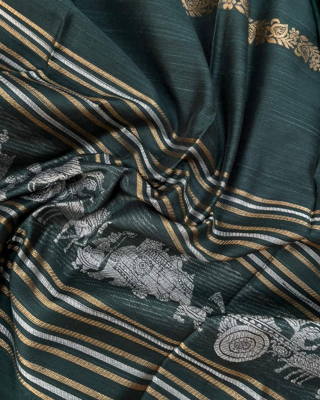 Premium Blue Dianne Raw Silk 3PC Unstitched Dress Material for Women