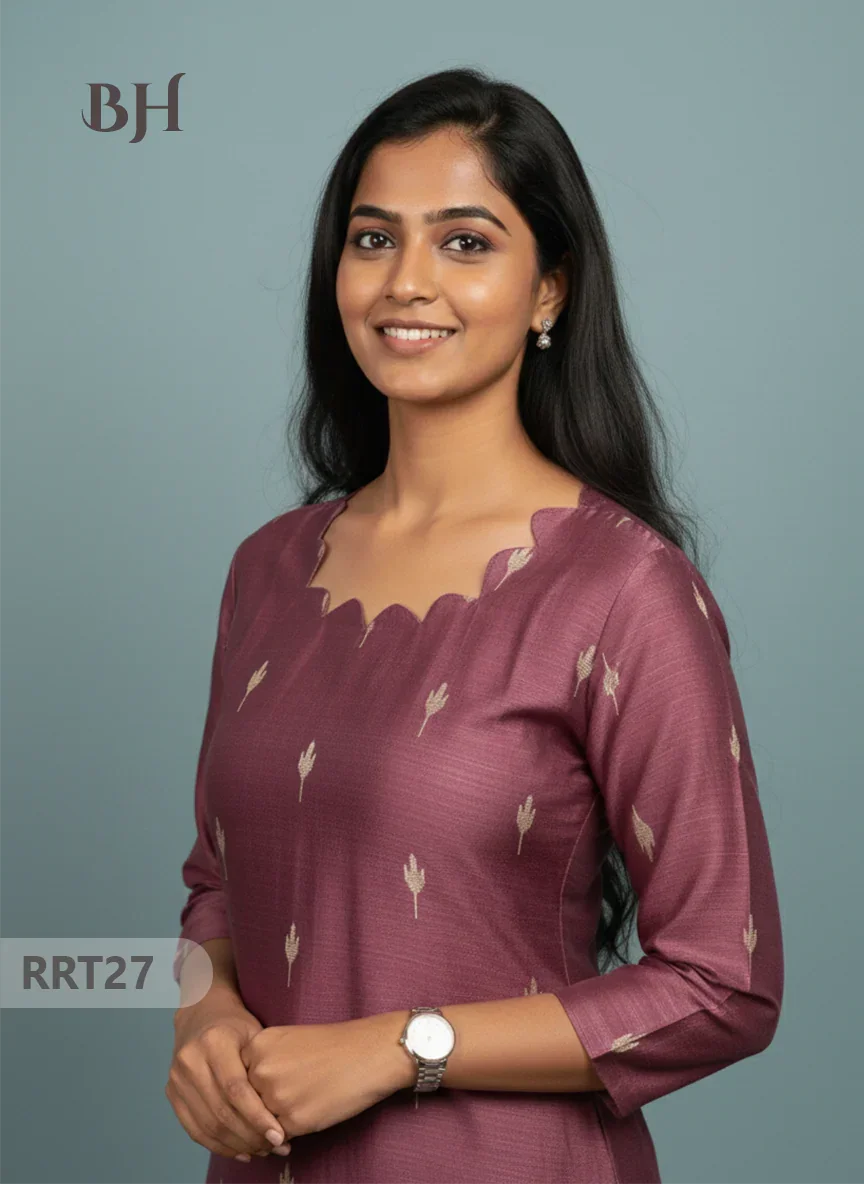 Designer Raw Silk Straight Cut Top in Onion Pink| Cut Work Neck | Full-Length Lining