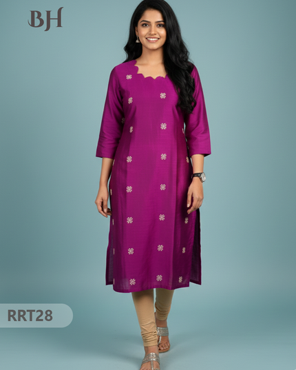 Designer Raw Silk Straight Cut Top in Green | Cut Work Neck | Full-Length Lining