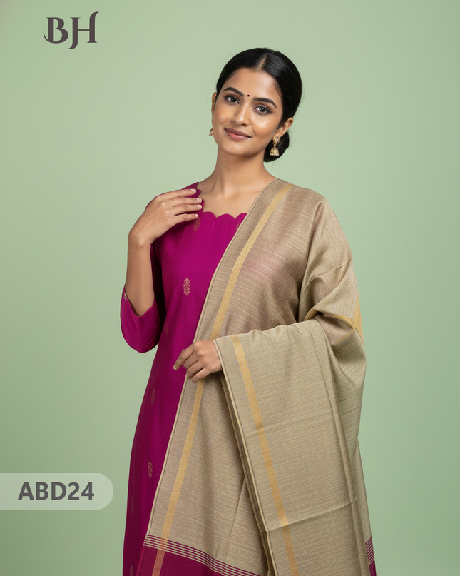 Raw Silk 3-Piece Kurti Set with Cut Work Neck Design in Pink Colour | Full-Length Lined Kurti with Gold Dupatta
