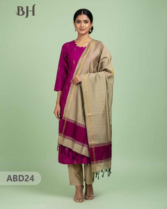 Raw Silk 3-Piece Kurti Set with Cut Work Neck Design in Pink Colour | Full-Length Lined Kurti with Gold Dupatta