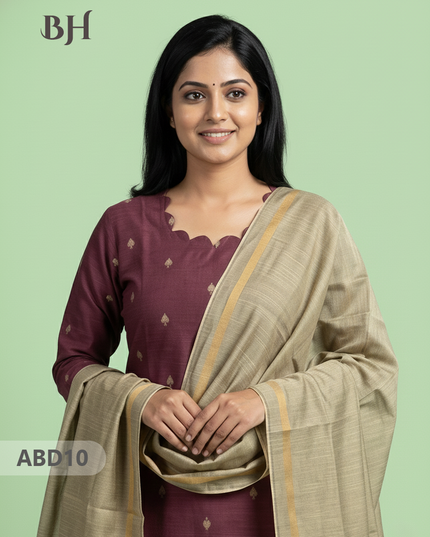 Raw Silk 3-Piece Kurti Set with Cut Work Neck Design in Onion Pink Colour | Full-Length Lined Kurti with Gold Dupatta