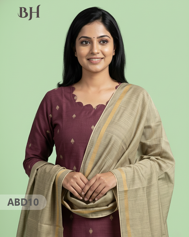 Raw Silk 3-Piece Kurti Set with Cut Work Neck Design in Onion Pink Colour | Full-Length Lined Kurti with Gold Dupatta