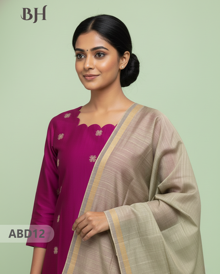 Raw Silk 3-Piece Kurti Set with Cut Work Neck Design in Pink Colour | Full-Length Lined Kurti with Gold Dupatta