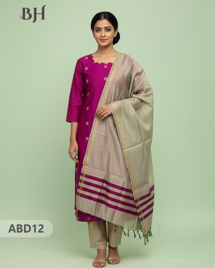 Raw Silk 3-Piece Kurti Set with Cut Work Neck Design in Pink Colour | Full-Length Lined Kurti with Gold Dupatta