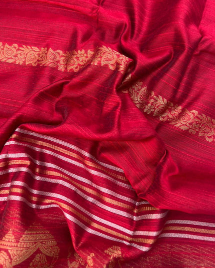 Premium Dark Red Raw Silk 3PC Unstitched Dress Material for Women