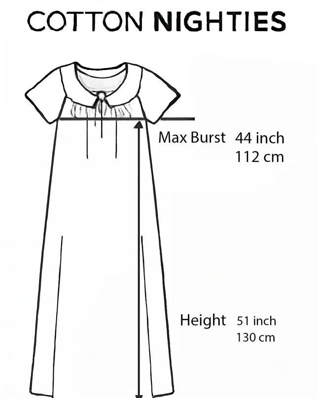Black & Red colour Floral design printed Round neck cotton nighty for ladies nightwear women night gown