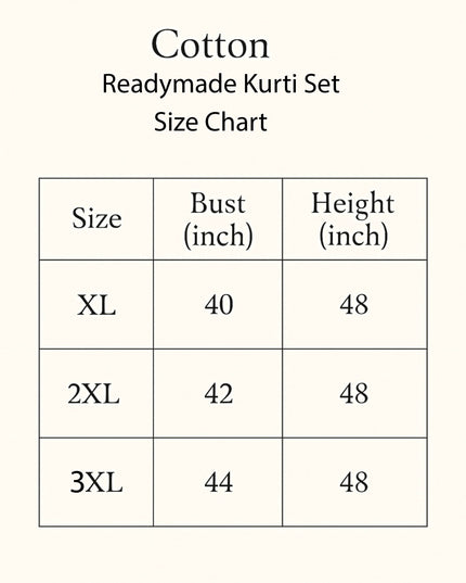 Cotton Readymade Straightcut Kurti Set with Ikkath Design