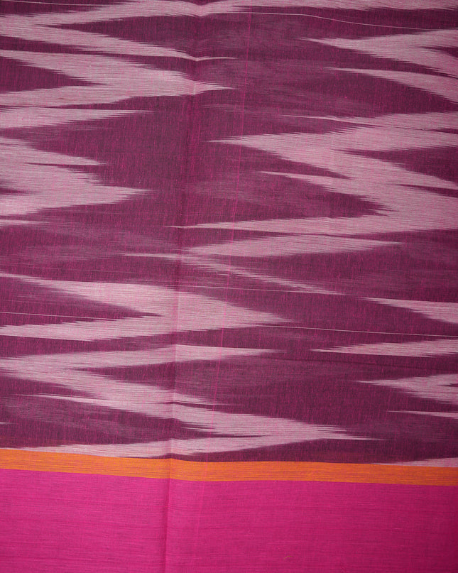 Pochampally Handloom Saree in Black and Grey Colour with Traditional Ikat Design & Magenta Border