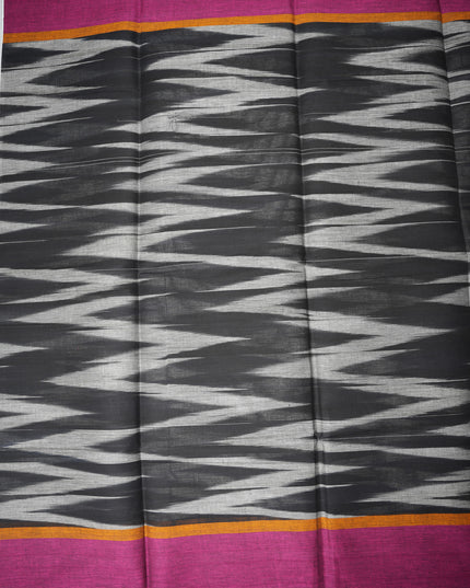 Pochampally Handloom Saree in Black and Grey Colour with Traditional Ikat Design & Magenta Border