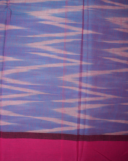 Pochampally Handloom Saree in Sky Blue Colour with Traditional Ikat Design & Violet Purple Border