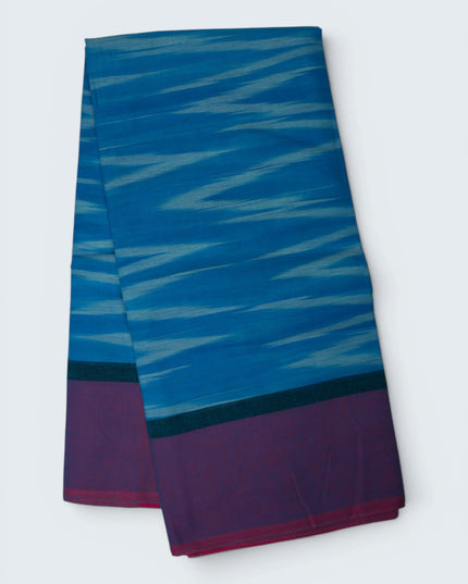 Pochampally Handloom Saree in Sky Blue Colour with Traditional Ikat Design & Violet Purple Border