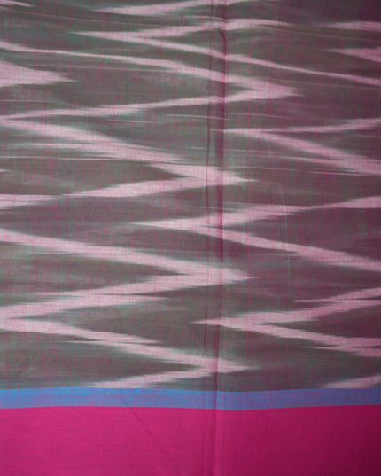Pochampally Handloom Saree in Emerald Green Colour with Traditional Ikat Design & Wine Purple Border