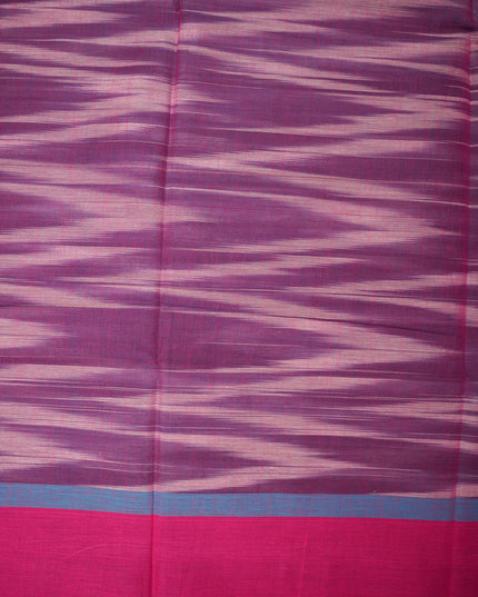 Pochampally Handloom Saree in Royal Blue Colour with Traditional Ikat Design & Wine Magenta Border