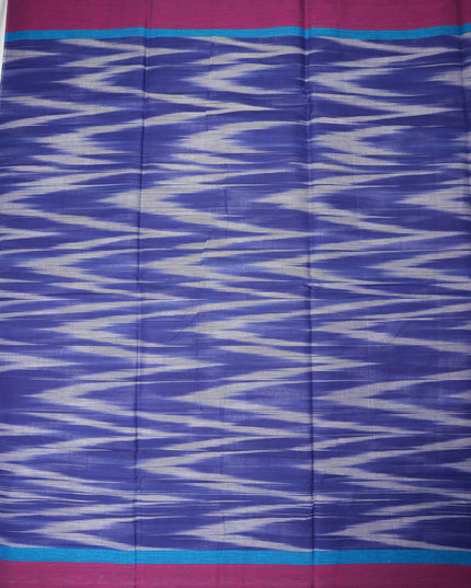 Pochampally Handloom Saree in Royal Blue Colour with Traditional Ikat Design & Wine Magenta Border