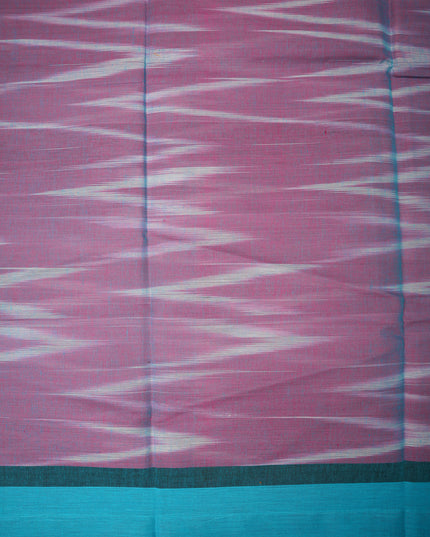 Pochampally Handloom Saree in Rani Pink Colour with Traditional Ikat Design & Royal Blue Border