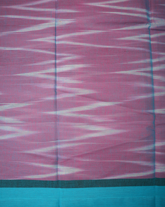 Pochampally Handloom Saree in Rani Pink Colour with Traditional Ikat Design & Royal Blue Border