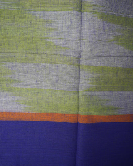 Pochampally Handloom Saree in Parrot Green Colour with Traditional Ikat Design & Olive Green Border