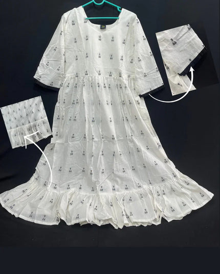 Elegant White Cotton Frock – Comfortable Daily & Occasion Wear