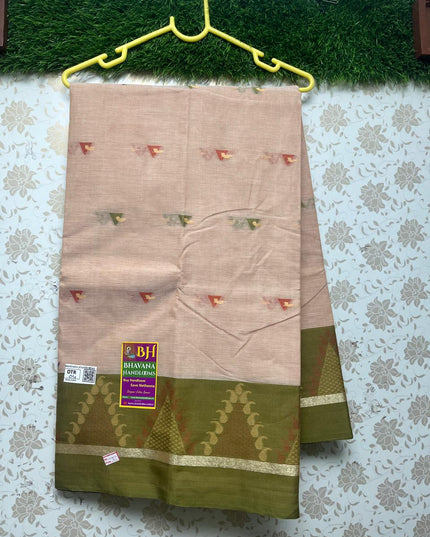 Kanchi Cotton Saree With Peach Colour