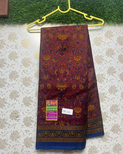 Meena Muslin Silk Printed Saree With Brick Color