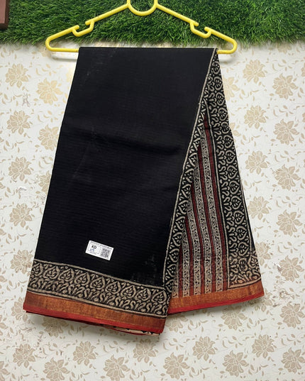 Premium Jaipur Kota printed Cotton Saree With Black Colour