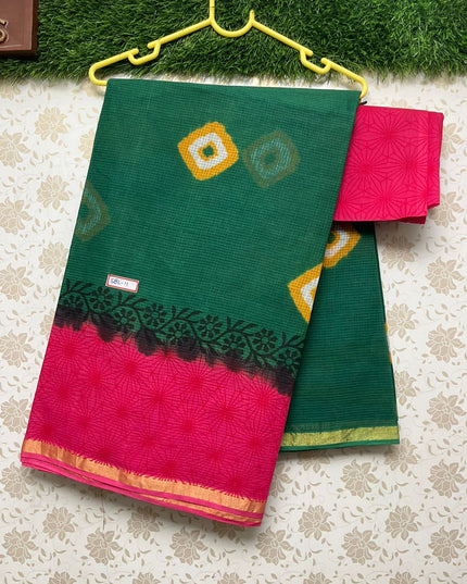 Munga Kota Cotton Saree with Green Colour