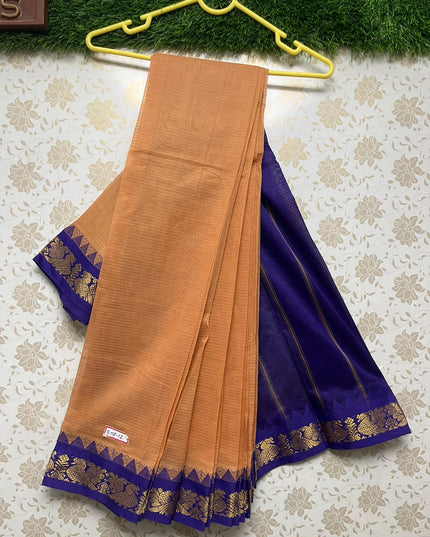 Mini Gadwal Handloom Cotton Saree with Biscuit Colour