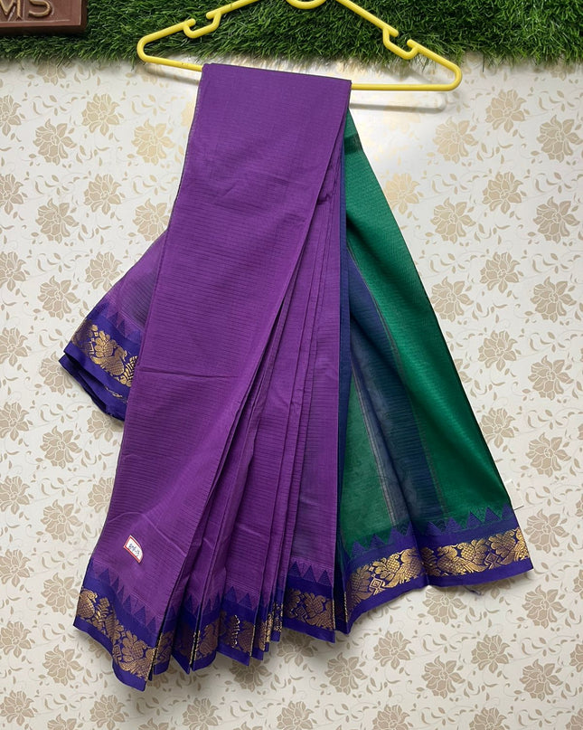 Mini Gadwal Handloom Cotton Saree with Purple Colour
