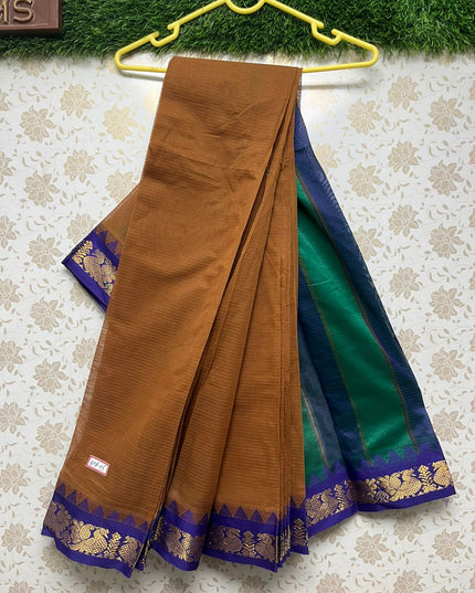 Mini Gadwal Handloom Cotton Saree with Bronze Colour