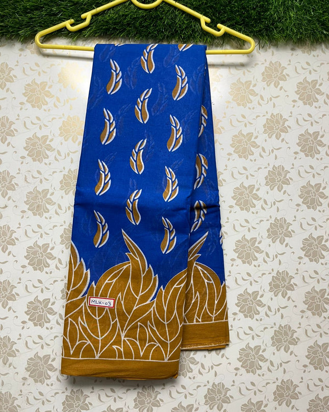 Mul Mul Cotton Saree with Blue Colour