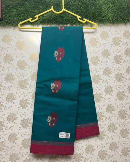 Coimbatore Handloom Cotton Saree with Rich Pallu Sea Green Colour