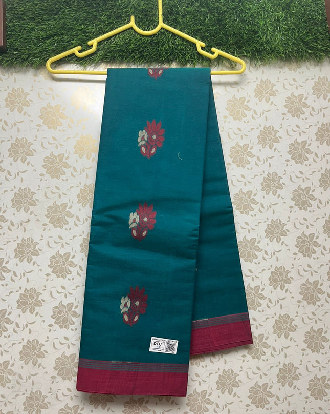 Coimbatore Handloom Cotton Saree with Rich Pallu Sea Green Colour