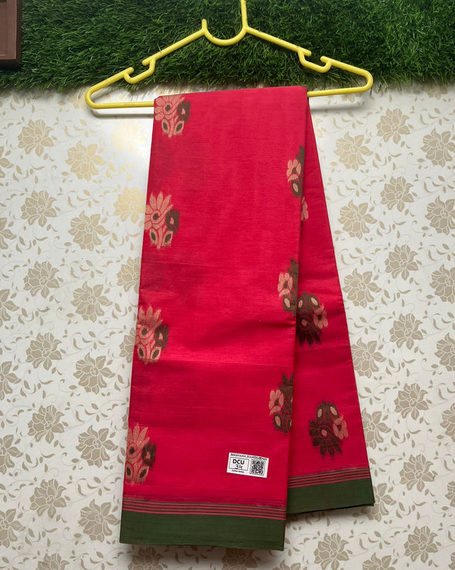 Coimbatore Handloom Cotton Saree with Rich Pallu Pink Colour