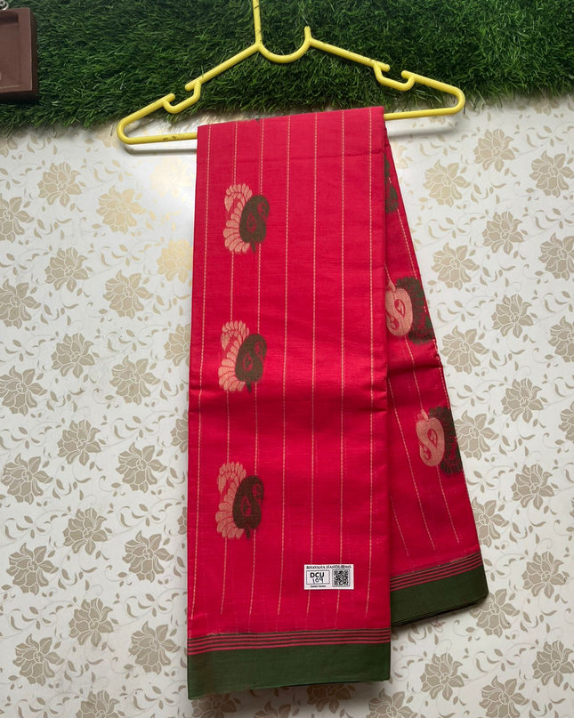 Coimbatore Handloom Cotton Saree with Rich Pallu Pink Colour