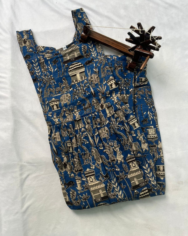 Kalamkari Long Frock With Blue Color