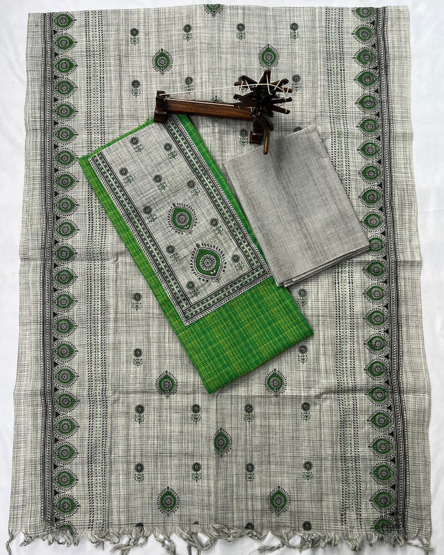 Pure Cotton Fabric Dress Material With Green Colour